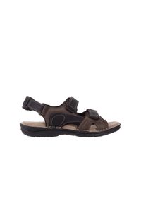 Sandały Bayla-133 9520 Nabuc Nero, Brąz, Skóra naturalna - 45. Zapięcie: rzepy. Kolor: czarny. Materiał: skóra. Wzór: paski. Sezon: lato #1