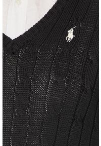 Polo Ralph Lauren - Sweter 211580008039. Typ kołnierza: polo. Kolor: czarny. Materiał: dzianina #4