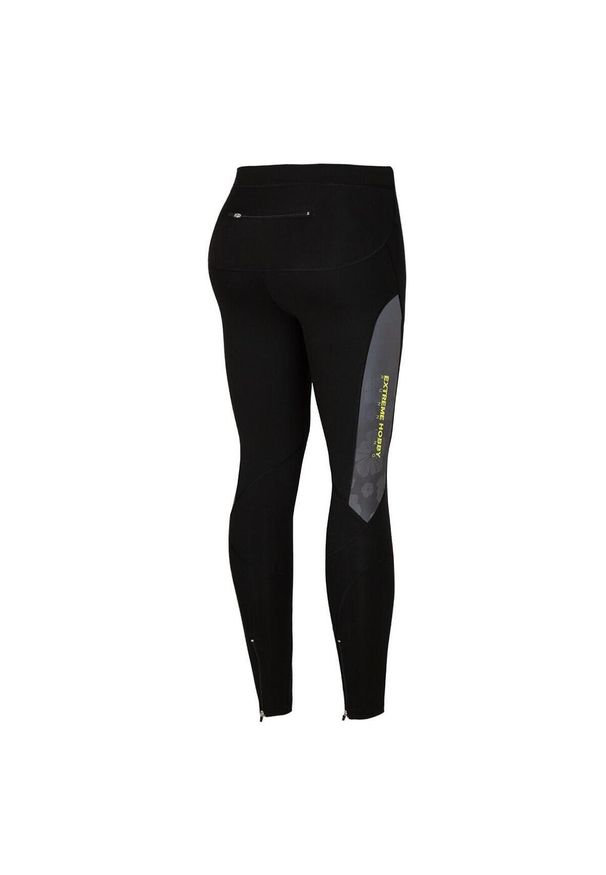 Legginsy do biegania damskie EXTREME HOBBY FLOWERS. Kolor: szary. Materiał: poliester, elastan. Sezon: wiosna, jesień. Sport: bieganie, kolarstwo