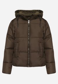 Born2be - Ciemnozielona Pikowana Kurtka z Kapturem Mivuna. Okazja: na co dzień. Typ kołnierza: kaptur. Kolor: zielony. Materiał: jeans. Długość: krótkie. Styl: casual #5