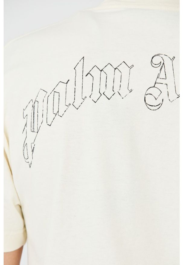 PALM ANGELS Beżowy męski t-shirt Broken Shark, Rozmiar XL. Kolor: beżowy