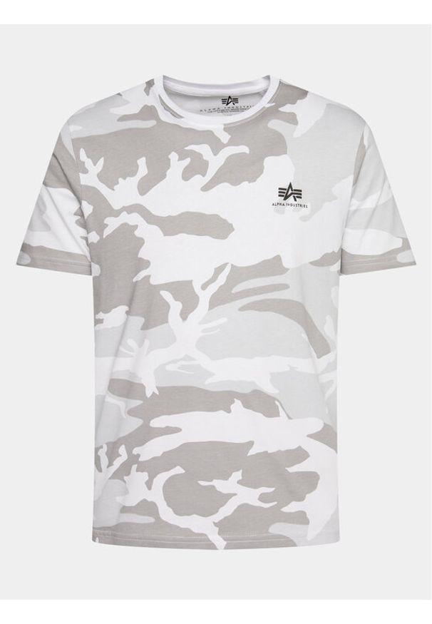 Alpha Industries T-Shirt Basic T Small Logo Camo 188505C Szary Regular Fit. Kolor: szary. Materiał: bawełna