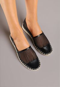 Born2be - Czarne Siateczkowe Espadryle na Podeszwie z Plecionki Follmiriela. Okazja: na co dzień, na spotkanie biznesowe, do pracy, na spacer. Kolor: czarny. Materiał: materiał. Wzór: kwiaty. Sezon: lato. Styl: biznesowy, klasyczny, elegancki, casual #5