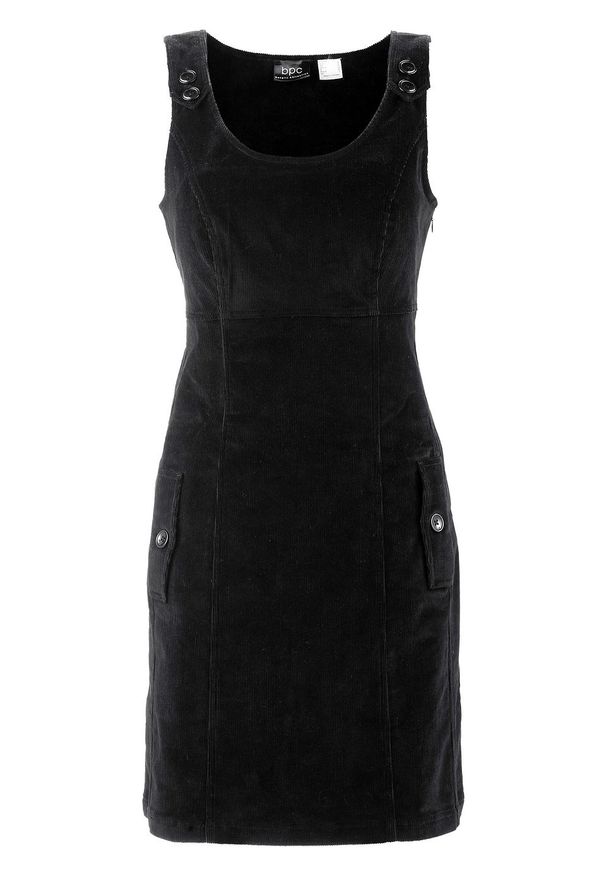 Sukienka sztruksowa ze stretchem na ramiączkach bonprix czarny. Kolor: czarny. Materiał: sztruks. Długość rękawa: na ramiączkach