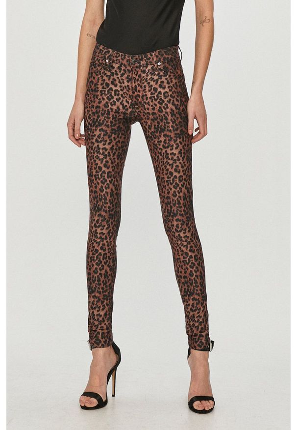 Guess - Spodnie. Kolor: brązowy. Materiał: tkanina