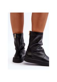 Zazoo 3441 Sandały Damskie Skórzane Z Cholewka Czarne. Okazja: na spacer. Zapięcie: zamek. Kolor: czarny. Materiał: skóra. Sezon: lato #8
