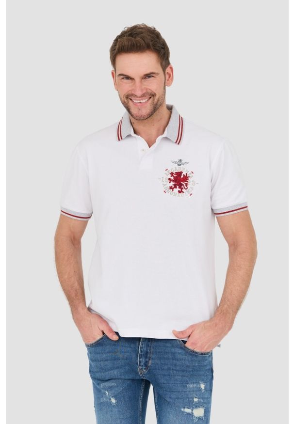 Aeronautica Militare - AERONAUTICA MILITARE Biała męska koszulka Polo M.C., Rozmiar XL. Typ kołnierza: polo. Kolor: biały