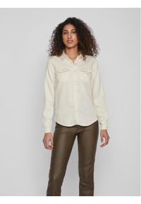Vila Koszula jeansowa Bista 14033008 Beżowy Regular Fit. Kolor: beżowy. Materiał: bawełna