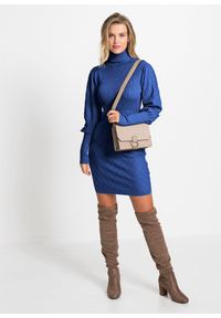 bonprix - Sukienka dzianinowa z golfem. Typ kołnierza: golf. Kolor: niebieski. Materiał: dzianina. Styl: elegancki #2