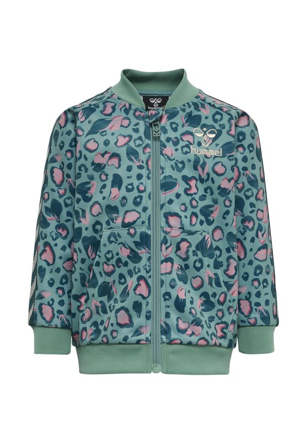 Dziecięca bluza dresowa z zamkiem błyskawicznym Hummel Olympia. Kolor: niebieski. Materiał: dresówka. Wzór: kolorowy