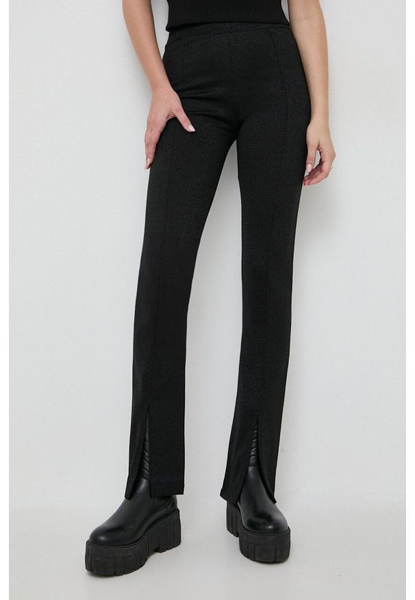 Karl Lagerfeld legginsy damskie kolor czarny melanżowe. Stan: podwyższony. Kolor: czarny. Materiał: materiał, wiskoza. Wzór: melanż