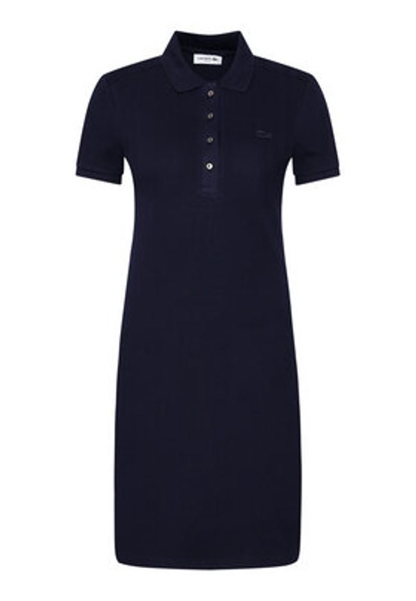 Lacoste Sukienka codzienna EF5473 Granatowy Slim Fit. Okazja: na co dzień. Kolor: niebieski. Materiał: bawełna. Typ sukienki: proste. Styl: casual
