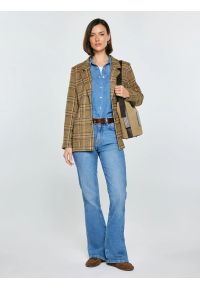 Big-Star - Marynarka damska w kratę Galani 601. Okazja: na co dzień. Kolor: różowy. Materiał: tkanina, jeans, materiał. Styl: casual, klasyczny, retro #8