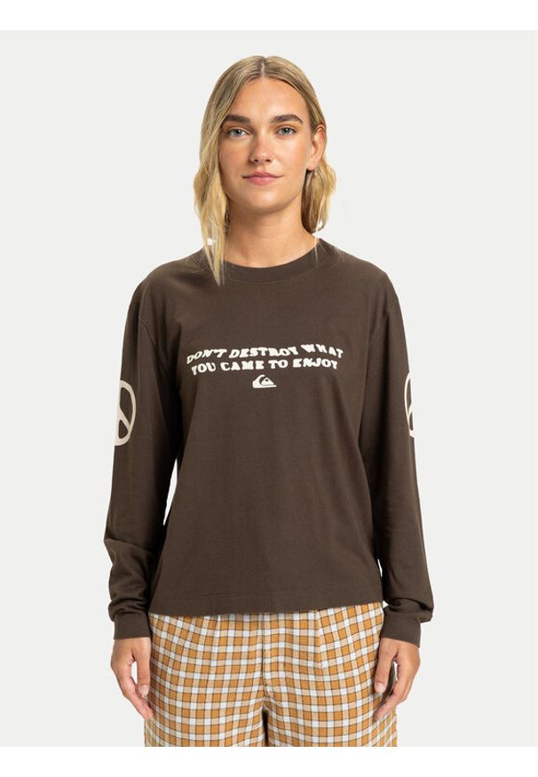 Quiksilver Bluzka Standard EQWZT03200 Brązowy Regular Fit. Kolor: brązowy. Materiał: bawełna