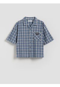 Reserved - Bawełniana koszula - granatowy. Kolor: niebieski. Materiał: bawełna #1