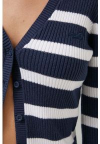 Hollister Co. kardigan damski kolor granatowy lekki. Kolor: niebieski. Materiał: dzianina. Długość rękawa: długi rękaw. Długość: długie #5