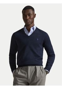 Polo Ralph Lauren Sweter Ls Sf Vn Pp 710670789004 Granatowy Slim Fit. Typ kołnierza: polo. Kolor: niebieski. Materiał: bawełna #1