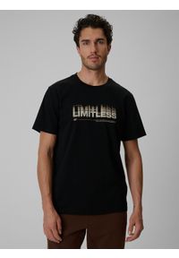 4f - 4F T-shirt regular z nadrukiem męski - czarny S. Okazja: na co dzień. Kolor: czarny. Materiał: materiał. Wzór: nadruk. Styl: casual, sportowy #1