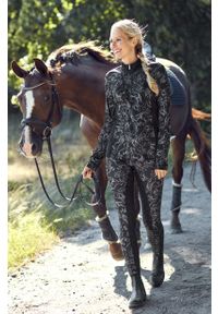 Cellbes Equestrian - Dopasowane bryczesy we wzory z pełnym lejem. Kolor: czarny. Materiał: guma, jersey #4