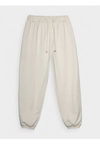 outhorn - Spodnie dresowe damskie - kremowe. Kolor: kremowy. Materiał: dresówka