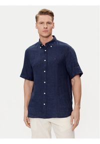 TOMMY HILFIGER - Tommy Hilfiger Koszula MW0MW35207 Granatowy Regular Fit. Kolor: niebieski. Materiał: len #1