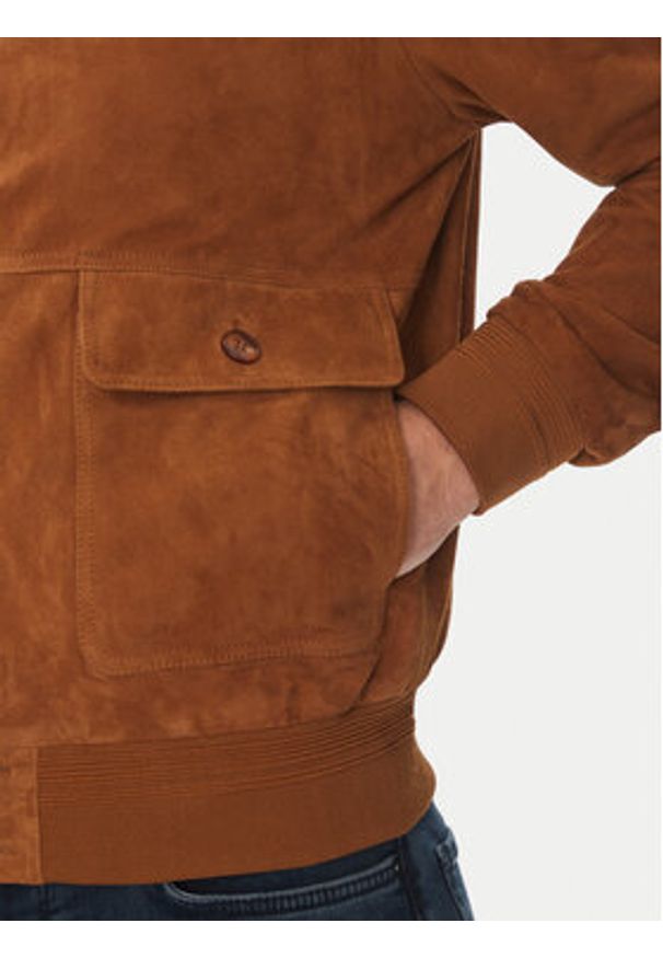Serge Pariente Kurtka skórzana Starter Vs Brązowy Regular Fit. Kolor: brązowy. Materiał: skóra