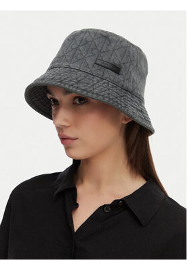 Calvin Klein Kapelusz Denim Emblem Burnout Bucket LV04F5043G Szary. Kolor: szary. Materiał: bawełna