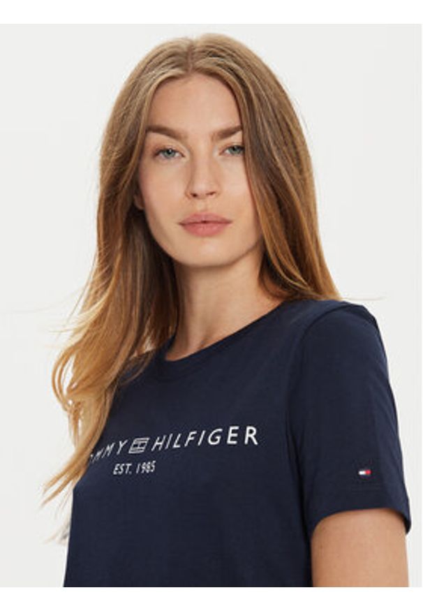 TOMMY HILFIGER - Tommy Hilfiger T-Shirt WW0WW40276 Granatowy Regular Fit. Kolor: niebieski. Materiał: bawełna