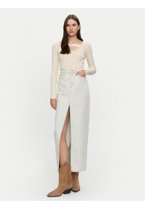 Brave Soul Bluzka LLT-248NALA Écru Slim Fit. Materiał: bawełna