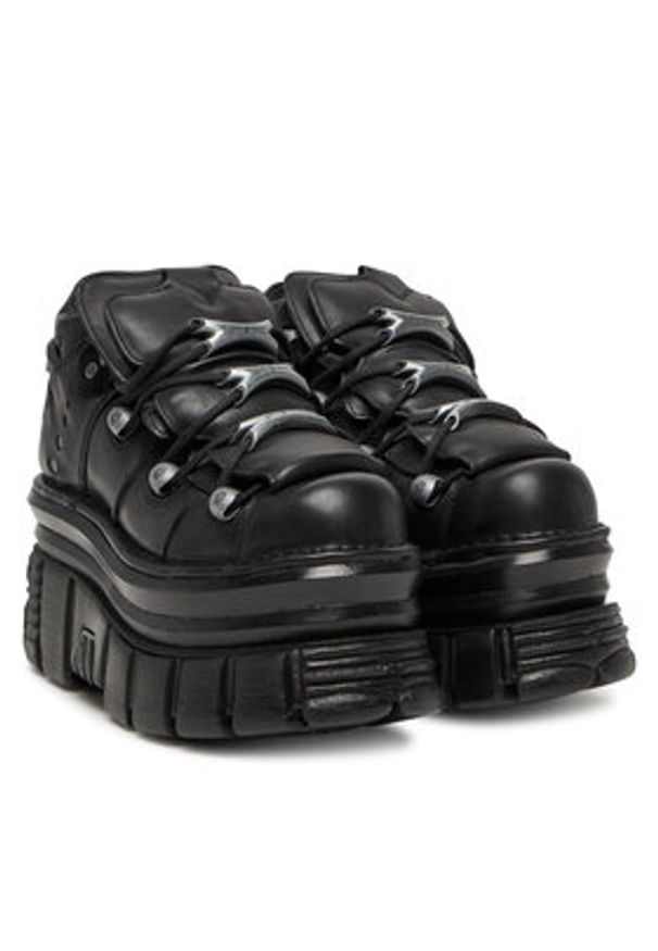 NEW ROCK Sneakersy M-106-C178 Czarny. Kolor: czarny. Materiał: skóra