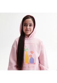 Reserved - Bawełniana bluza z nadrukiem - Różowy. Kolor: różowy. Materiał: bawełna. Wzór: nadruk #1