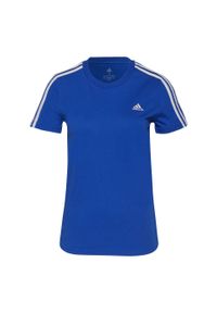 Adidas - Koszulka adidas Loungewear Ess W H07815. Kolor: wielokolorowy, biały, niebieski