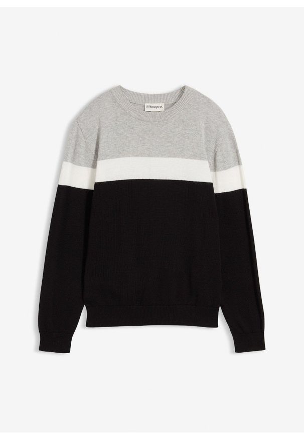 bonprix - Sweter z cienkiej bawełnianej dzianiny. Kolor: czarny. Materiał: bawełna, dzianina