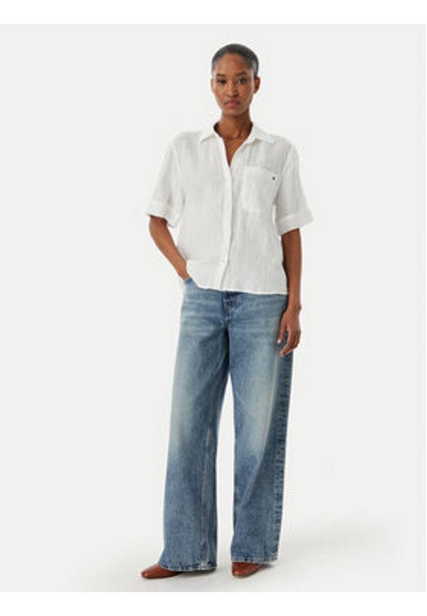 TOMMY HILFIGER - Tommy Hilfiger Koszula WW0WW48925 Biały Relaxed Fit. Kolor: biały. Materiał: len
