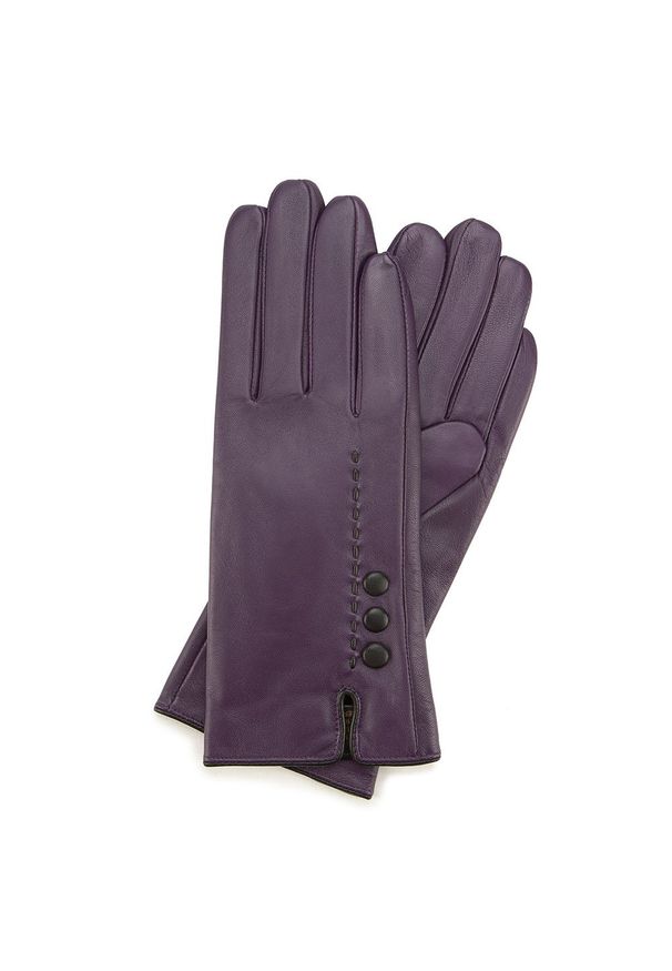 Wittchen - Damskie rękawiczki skórzane z przeszyciem z rzemyka. Kolor: fioletowy, wielokolorowy, czarny. Materiał: skóra. Styl: klasyczny