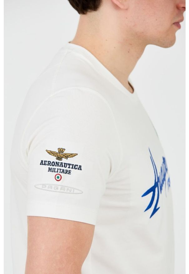 Aeronautica Militare - AERONAUTICA MILITARE Biały męski t-shirt Short Sleeve, Rozmiar M. Kolor: biały