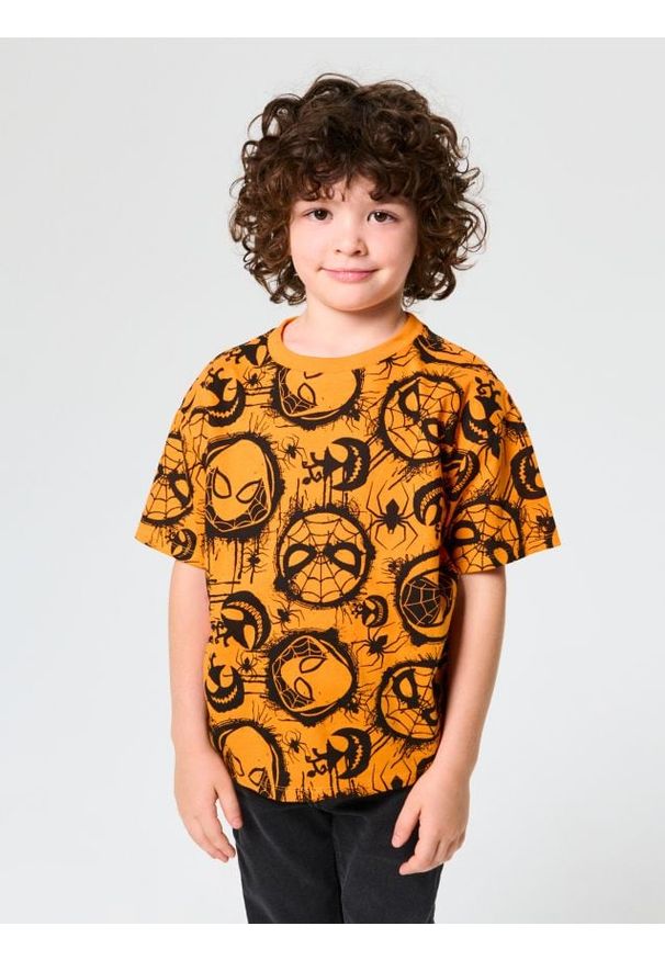 Sinsay - Koszulka Spider-Man - pomarańczowy. Kolor: pomarańczowy