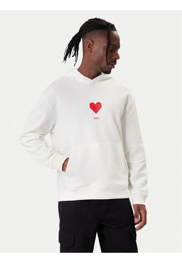 Hugo - HUGO Bluza Dalentinos 50554025 Biały Relaxed Fit. Kolor: biały. Materiał: bawełna