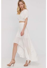 Patrizia Pepe spódnica kolor biały midi rozkloszowana. Kolor: biały. Materiał: tkanina, wiskoza #4