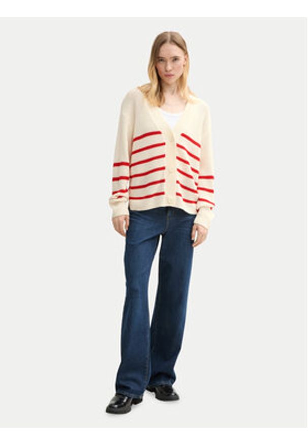 Tom Tailor Denim Kardigan 1043311 Beżowy Regular Fit. Kolor: beżowy. Materiał: syntetyk