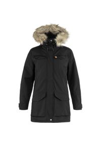 Fjällräven - Płaszcz damski Fjallraven Nuuk Parka. Kolor: czarny, szary, wielokolorowy. Sezon: zima. Styl: sportowy