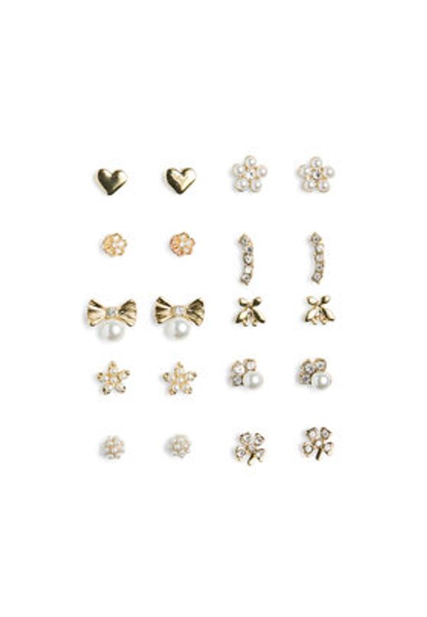 Pieces Zestaw 20 par kolczyków Pclona Mega Pack Earrings D2d 17153167 Złoty. Materiał: metalowe. Kolor: złoty