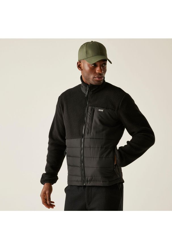 Regatta - Polar męski hybrydowy rozsuwany Frankie Borg. Kolor: czarny. Materiał: polar. Sport: turystyka piesza