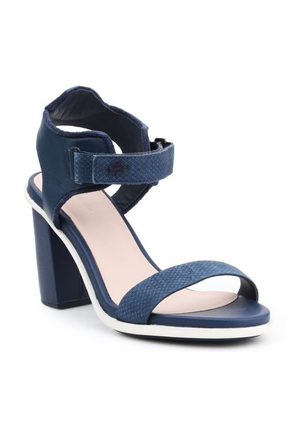 Sandały Lacoste Lonelle Heel Sandal 116 1 W Caw 7-31CAW0112003 niebieskie. Zapięcie: rzepy. Kolor: niebieski. Materiał: skóra. Sezon: lato. Obcas: na obcasie. Wysokość obcasa: średni