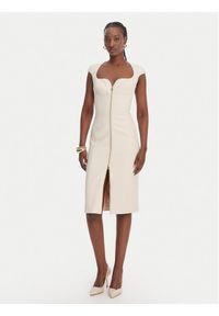 Elisabetta Franchi Sukienka koktajlowa AB-900-61E2-V430 Écru Regular Fit. Kolor: kremowy. Materiał: syntetyk. Styl: wizytowy #1