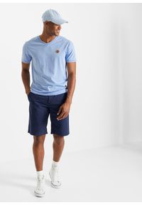 bonprix - T-shirt z dekoltem w serek, w optyce dwuwarstwowego. Typ kołnierza: dekolt w serek. Kolor: niebieski. Wzór: aplikacja #2