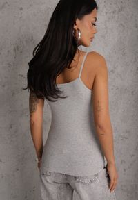 Renee - Ciemnoszary Bawełniany Top Bieliźniany z Koronką przy Dekolcie Berinda. Okazja: na co dzień. Kolor: szary. Materiał: bawełna, koronka. Wzór: koronka. Sezon: lato. Styl: casual #3
