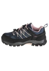 Buty trekkingowe dla dzieci CMP Rigel Low. Zapięcie: sznurówki. Kolor: czarny, niebieski, wielokolorowy. Materiał: guma, skóra, syntetyk, materiał, tkanina. Szerokość cholewki: normalna