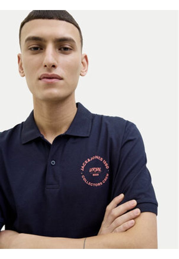 Jack & Jones - Jack&Jones Polo Simon 12269299 Granatowy Regular Fit. Typ kołnierza: polo. Kolor: niebieski. Materiał: bawełna