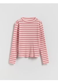 Reserved - Koszulka w paski - czerwony. Kolor: czerwony. Materiał: bawełna, dzianina. Wzór: paski